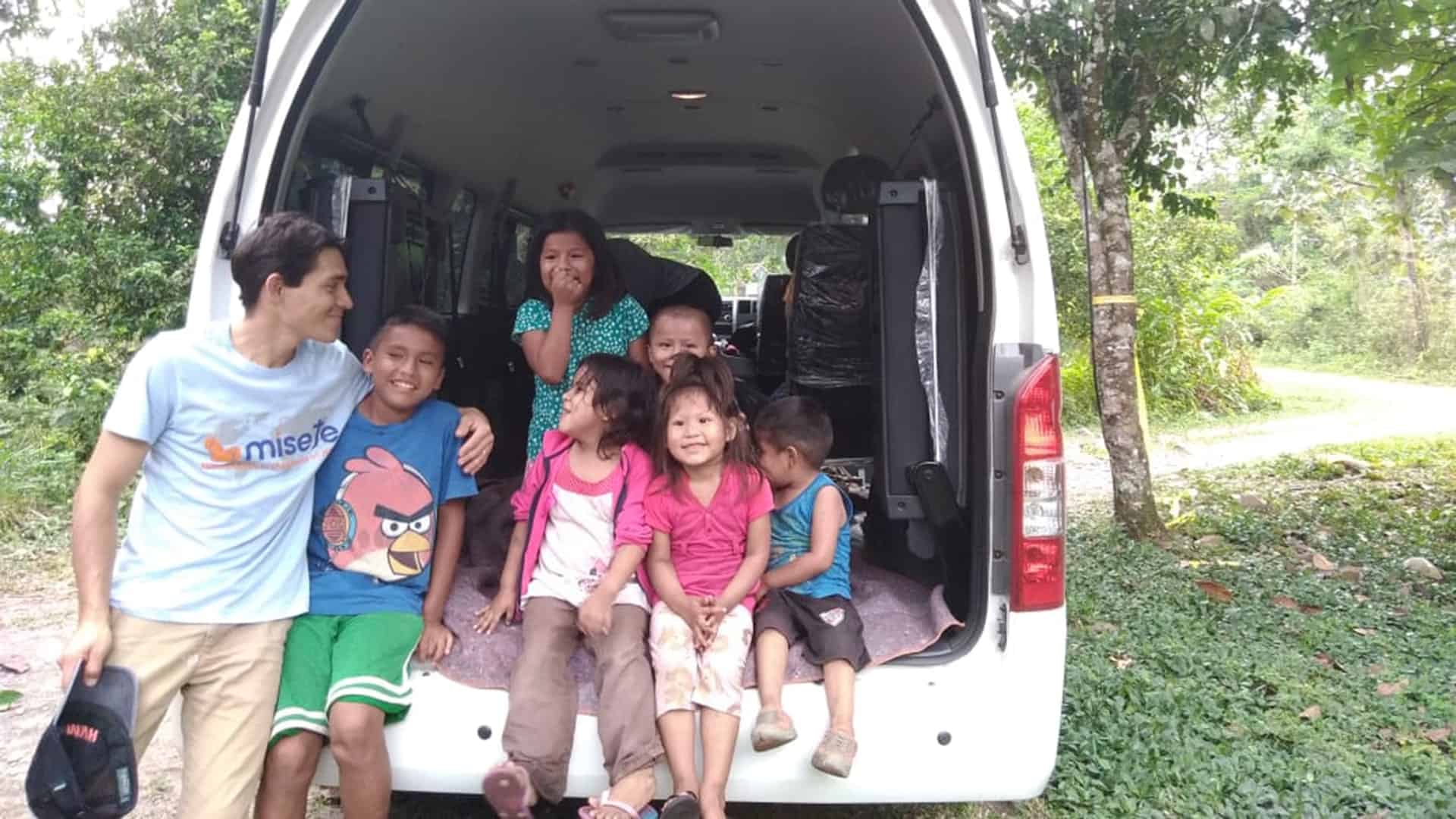 Van with kids and Marco